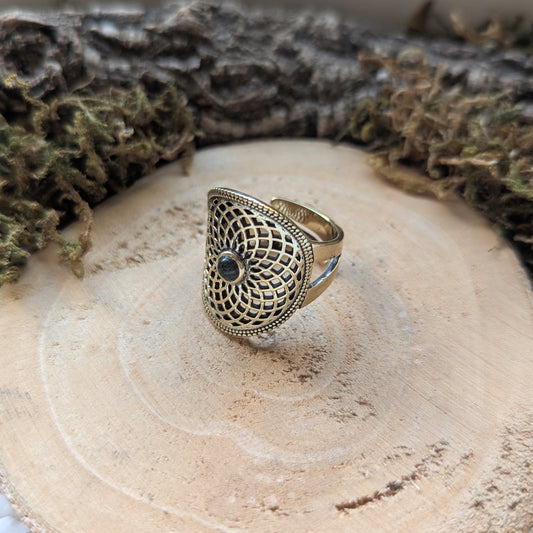 African Jade Mandala Ring