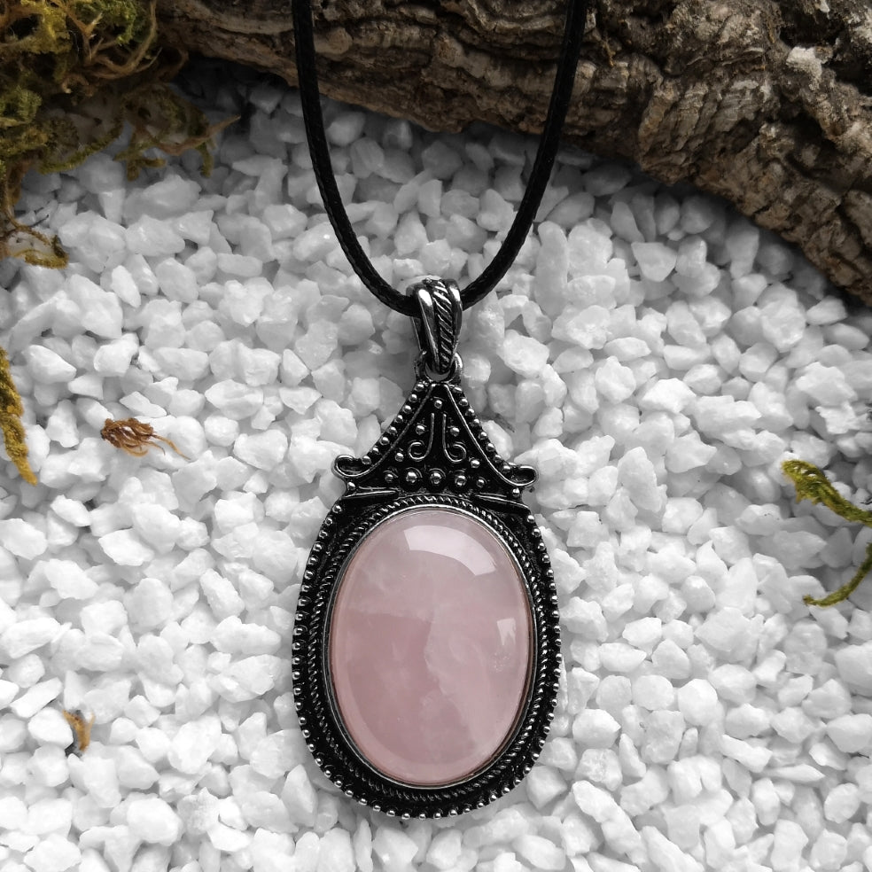 Big Rose Quartz Kette