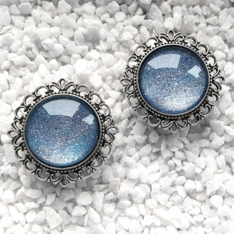 Big Silver Blue Glitter Plugs