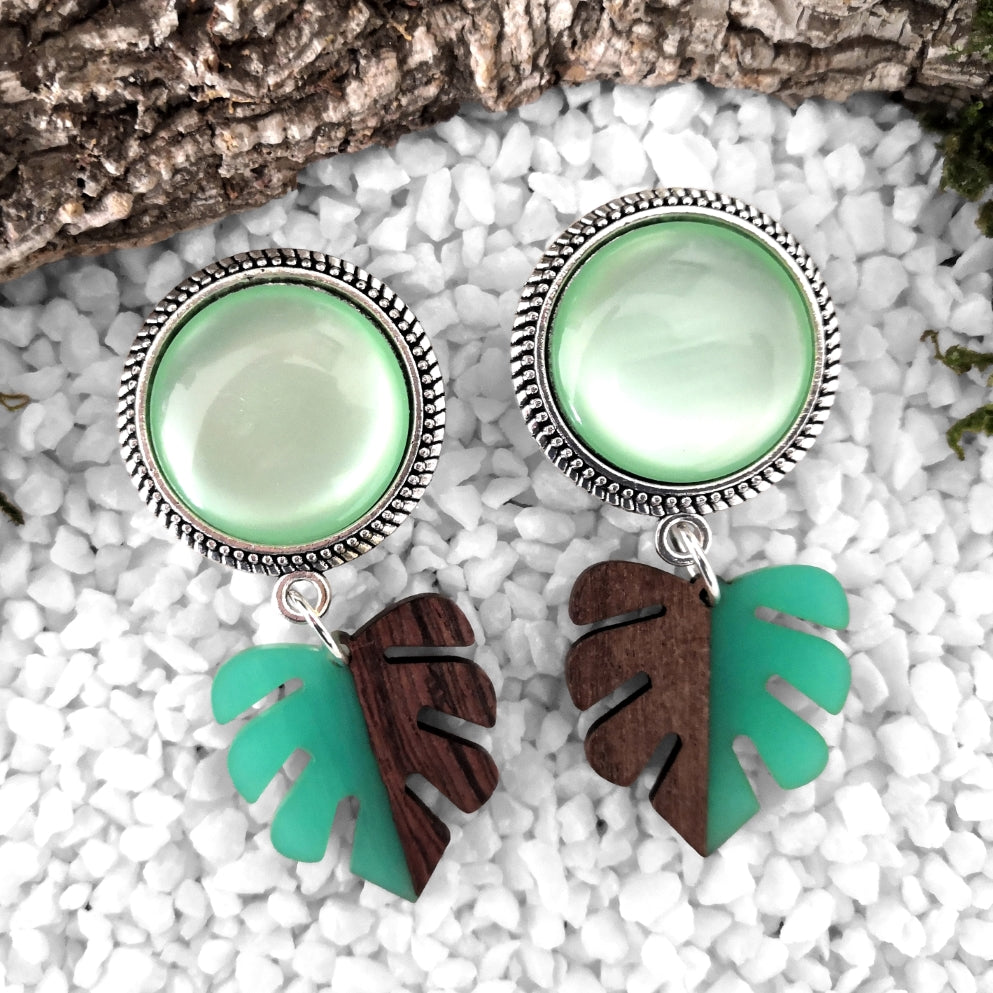 Big Silver Green Monstera Plugs