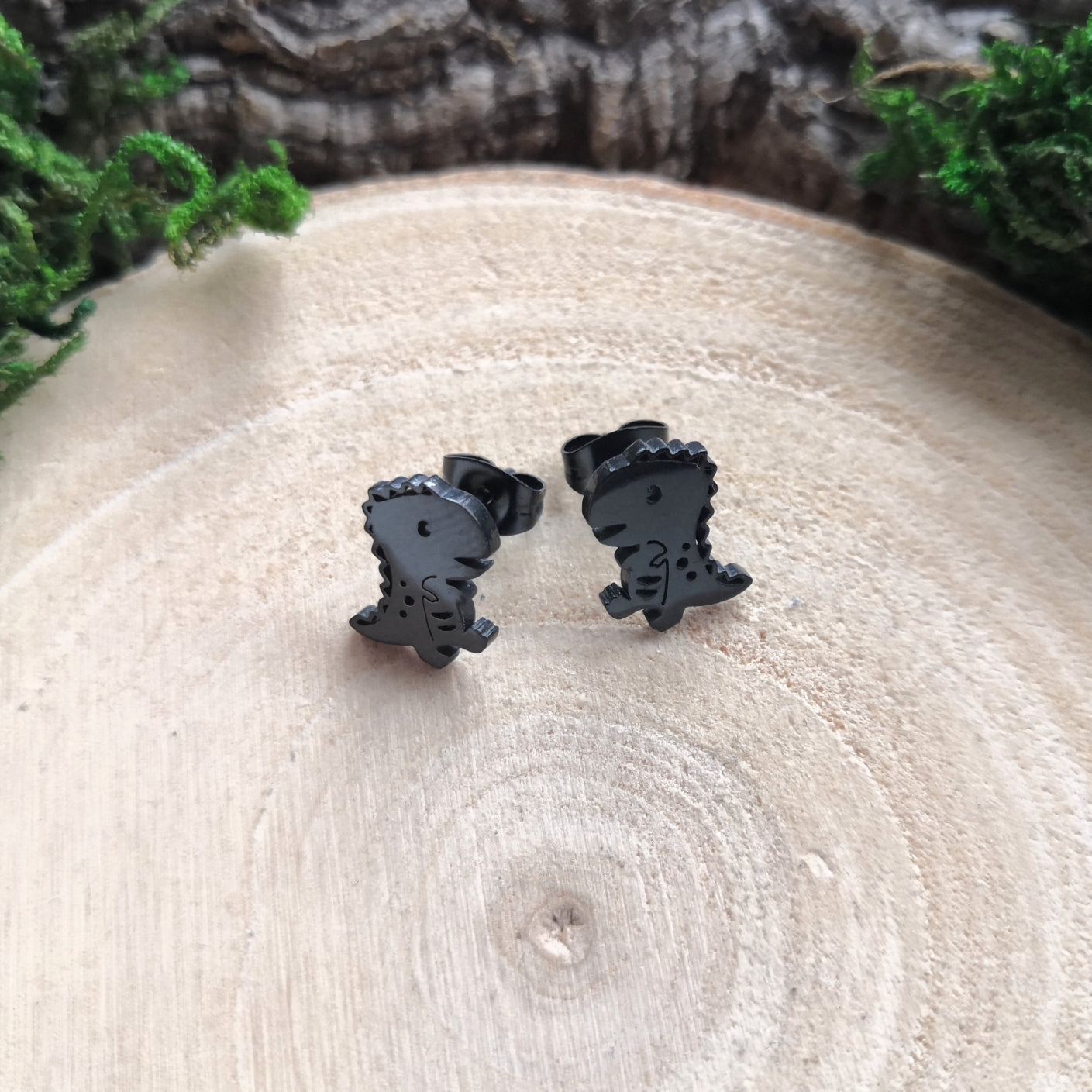 B-WARE Black Dinosaur Ohrstecker