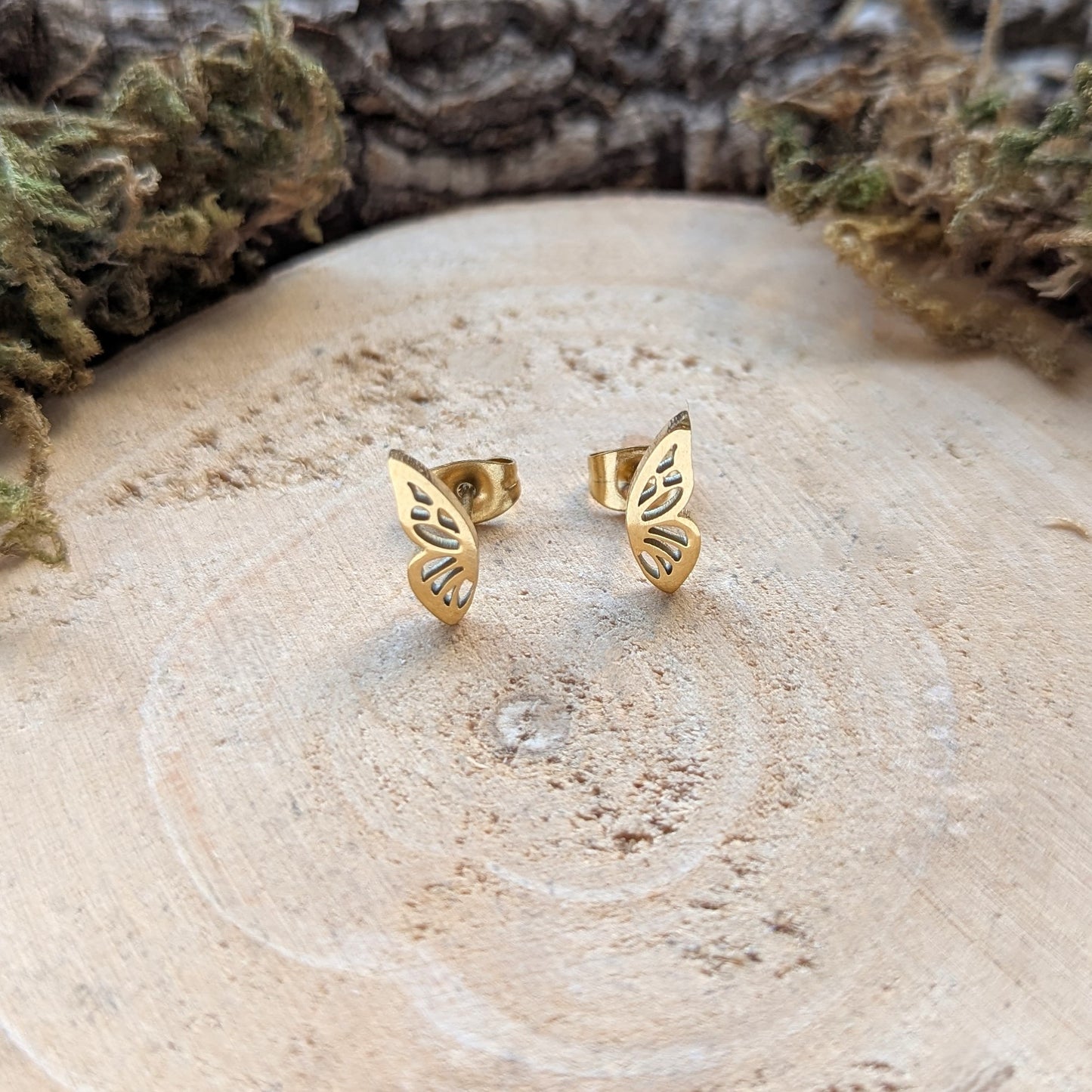 Golden Butterfly Wings Ohrstecker
