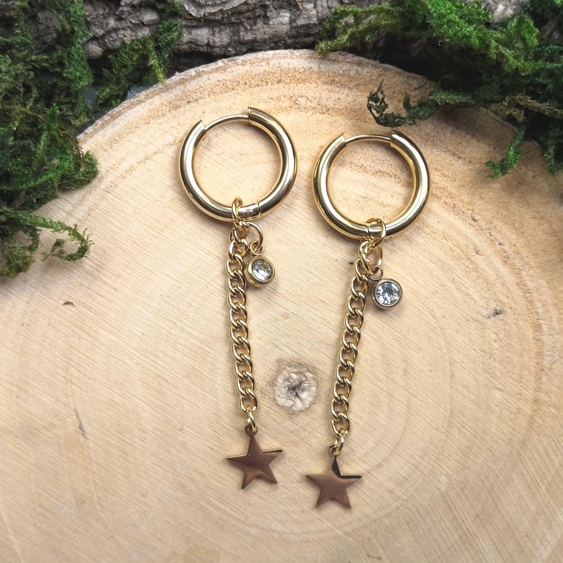 Golden Little Crystal Star Ohrringe