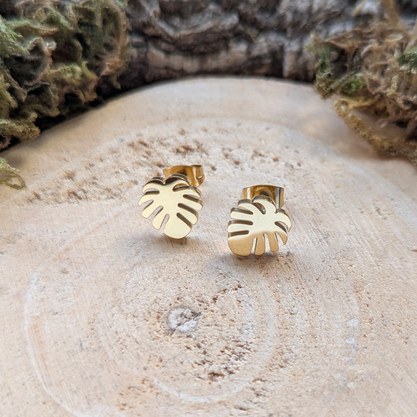 Golden Monstera Ohrstecker