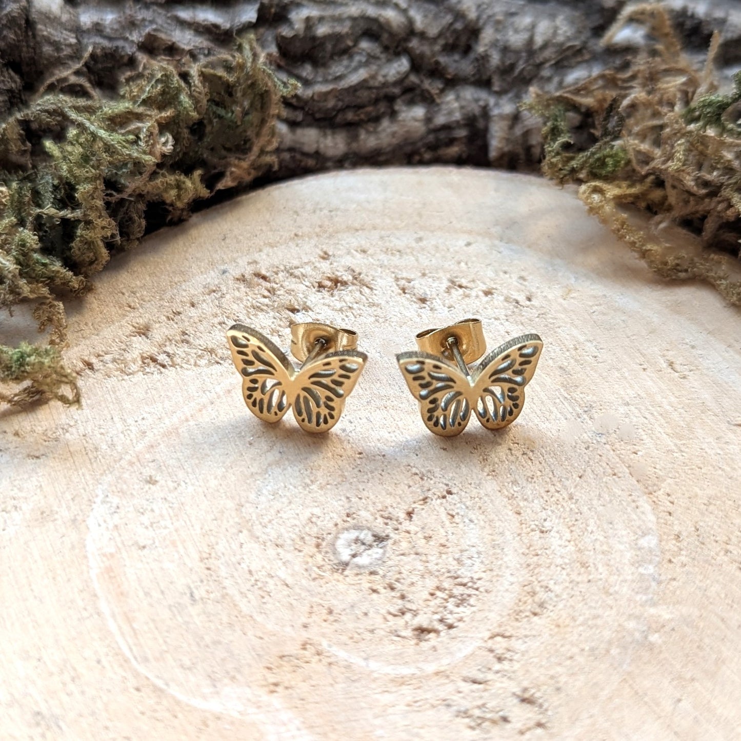 Golden Pretty Butterfly Ohrstecker