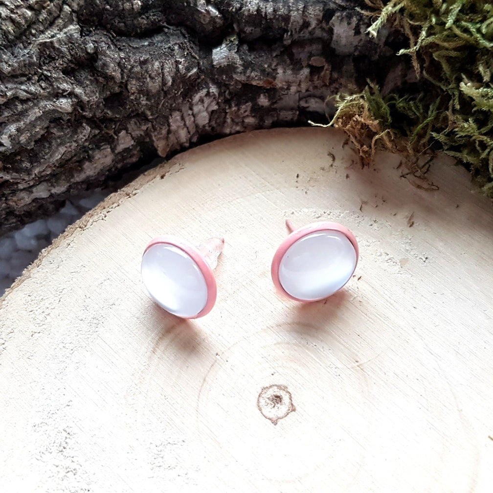 Pink White Ohrstecker