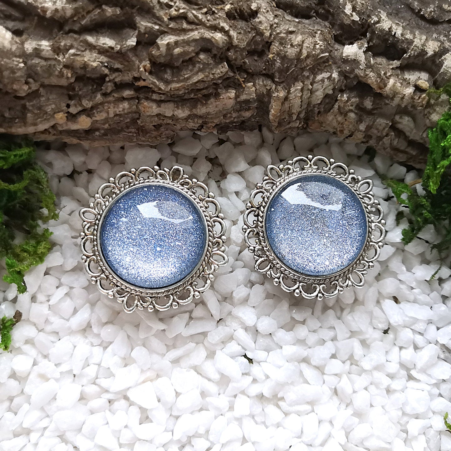 Silver Blue Glitter Plugs