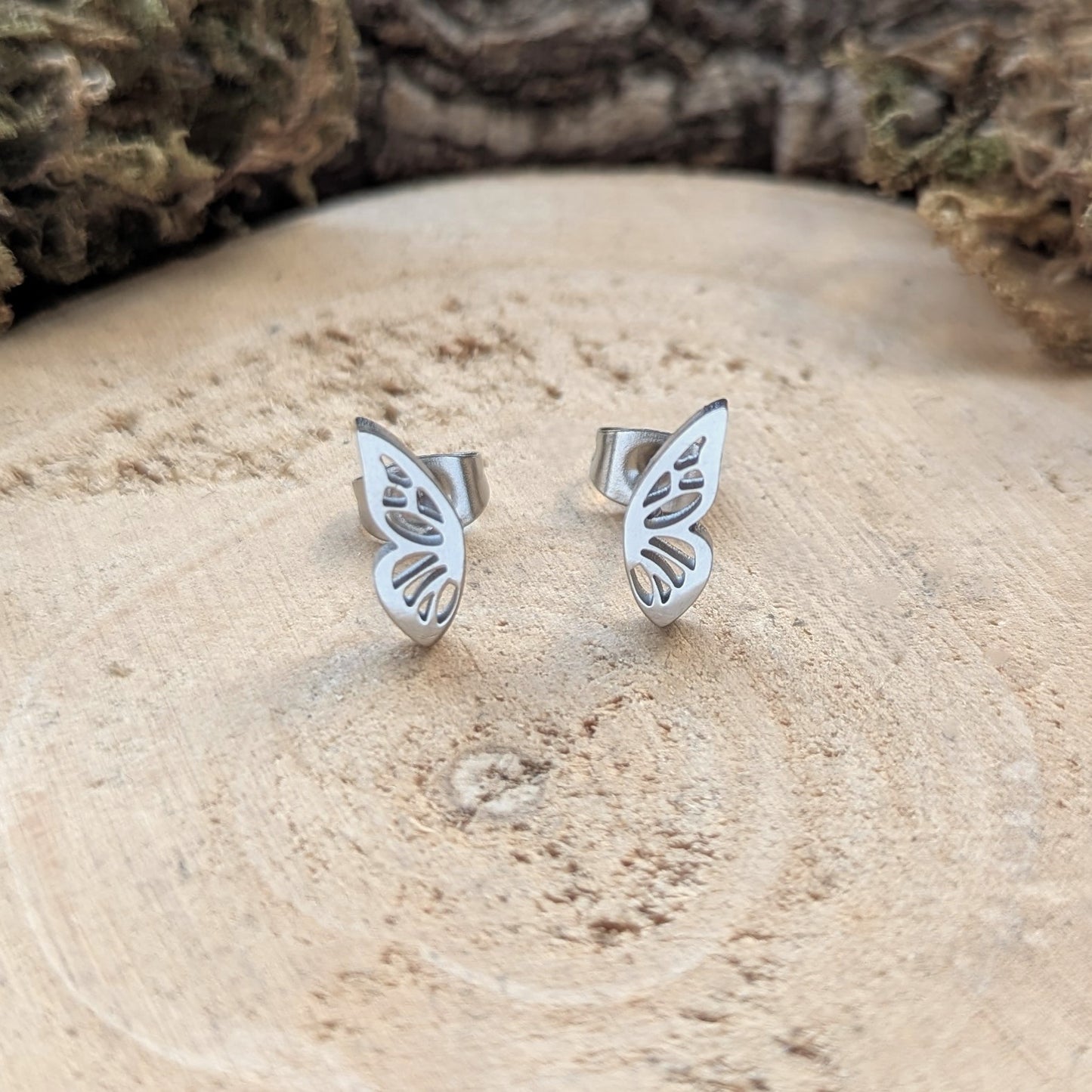 Silver Butterfly Wings Ohrstecker