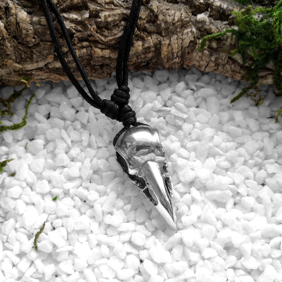Silver Raven Skull Kette