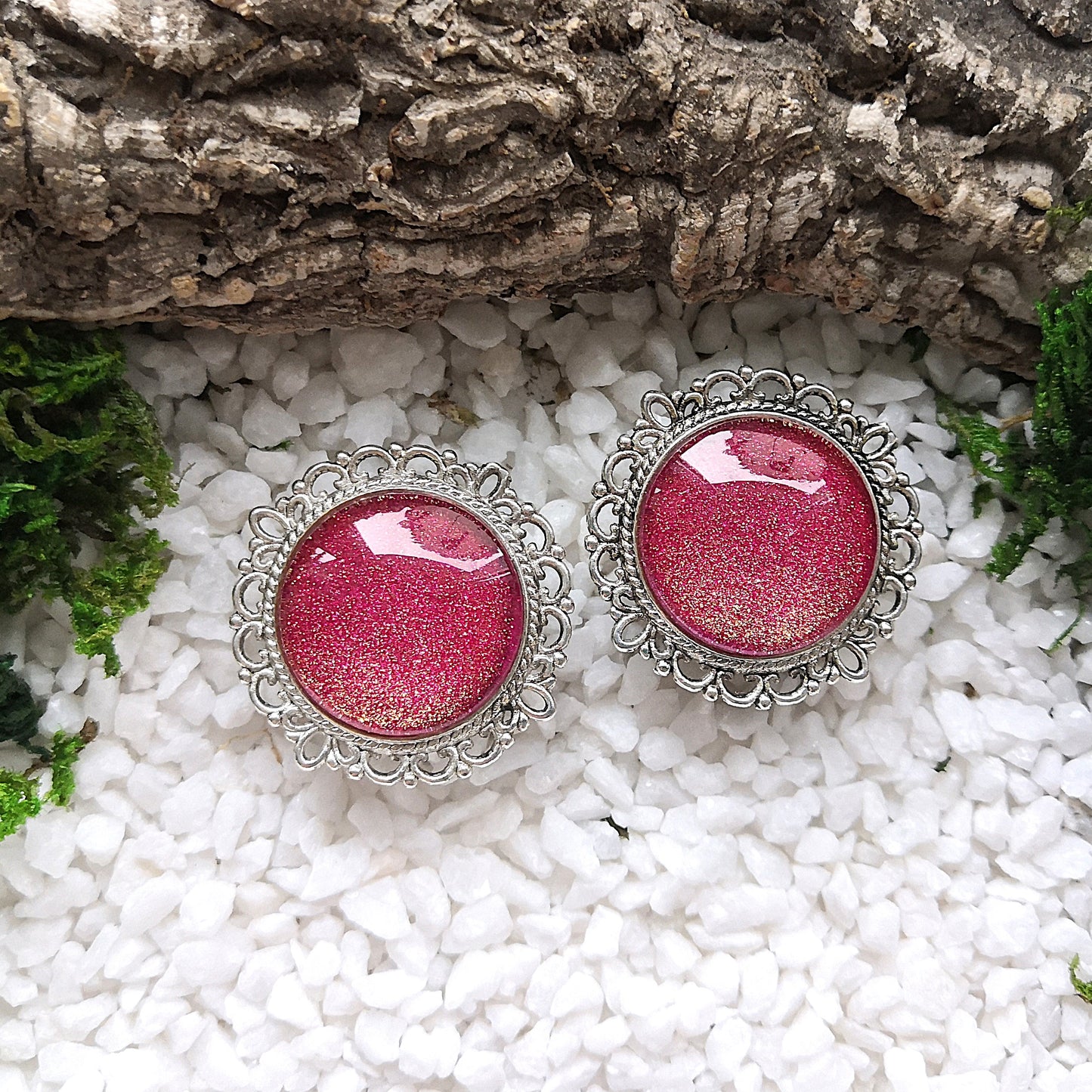 Silver Red Glitter Plugs