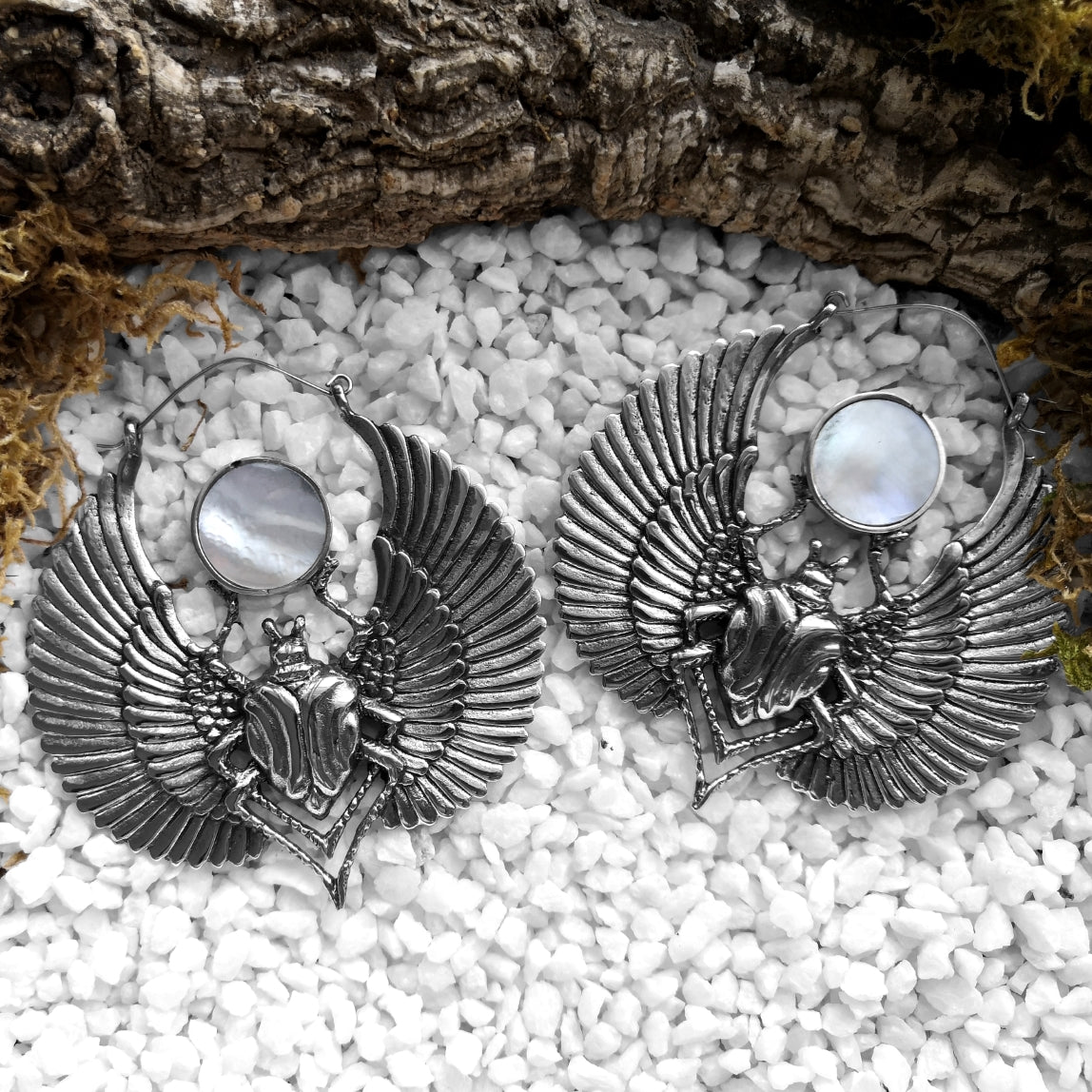 Silver Scarab Ohrringe