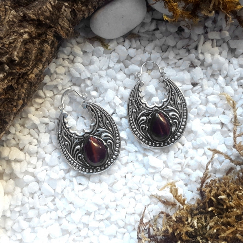 Silver Tiger Eye Ohrringe
