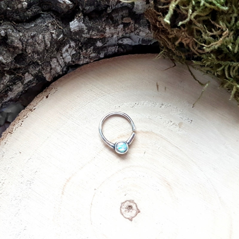 Simple Silver Opal Piercing