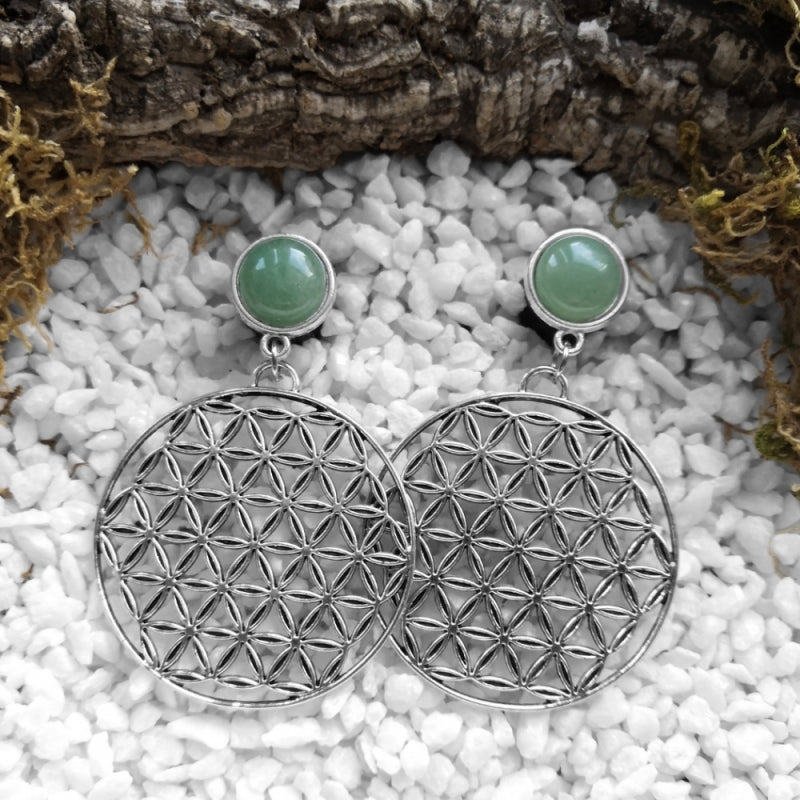 Small Silver Green Jade Plugs