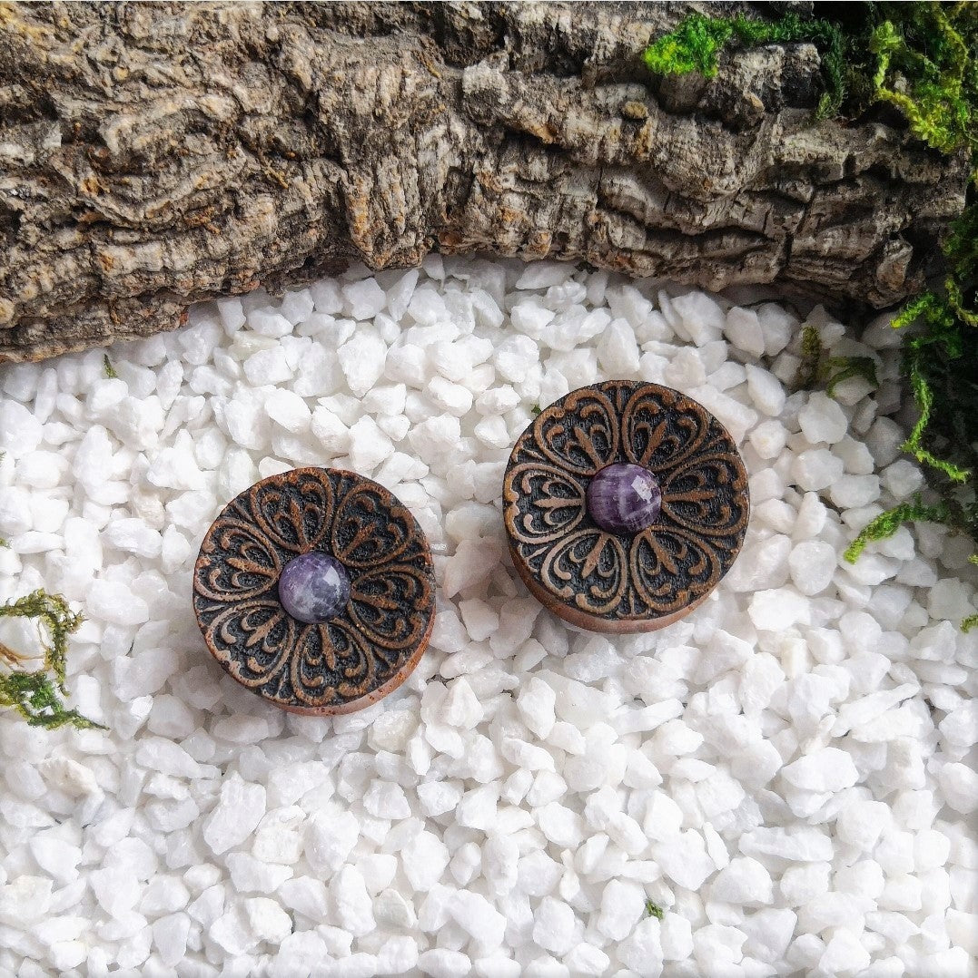 Wooden Amethyst Plugs