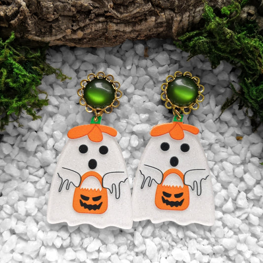 Golden Pumpkin Ghost Plugs