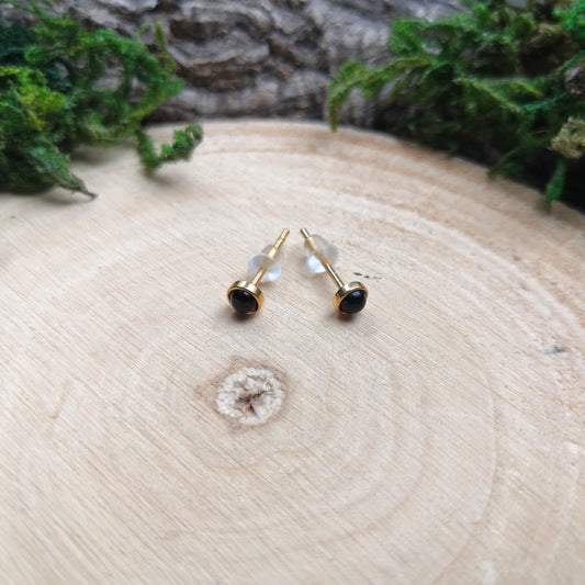 Golden Simple Onyx Ohrstecker