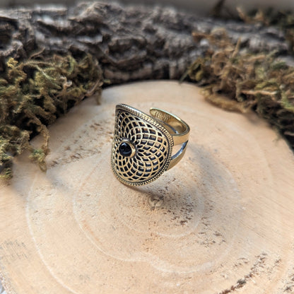 Onyx Mandala Ring