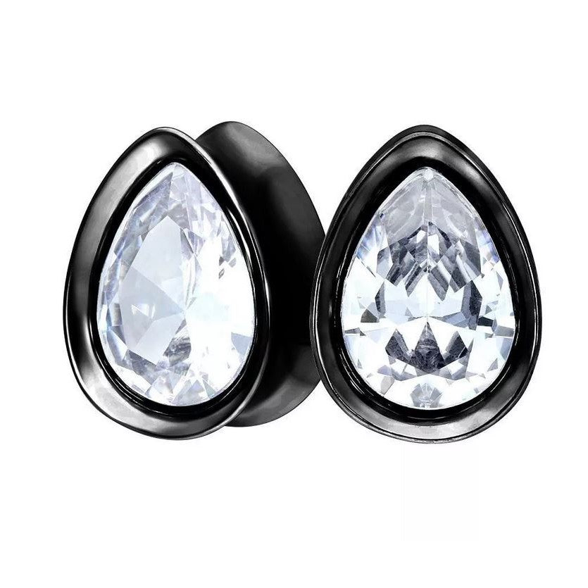 Black Crystal Tropfenform Plugs