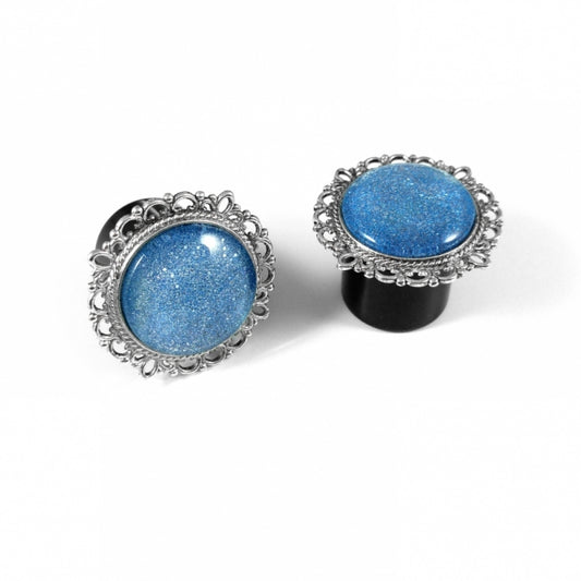 Silver Blue Glitter Plugs