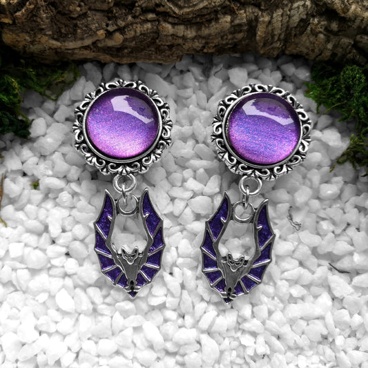 Silver Purple Bat Plugs