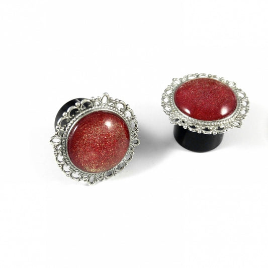 Silver Red Glitter Plugs